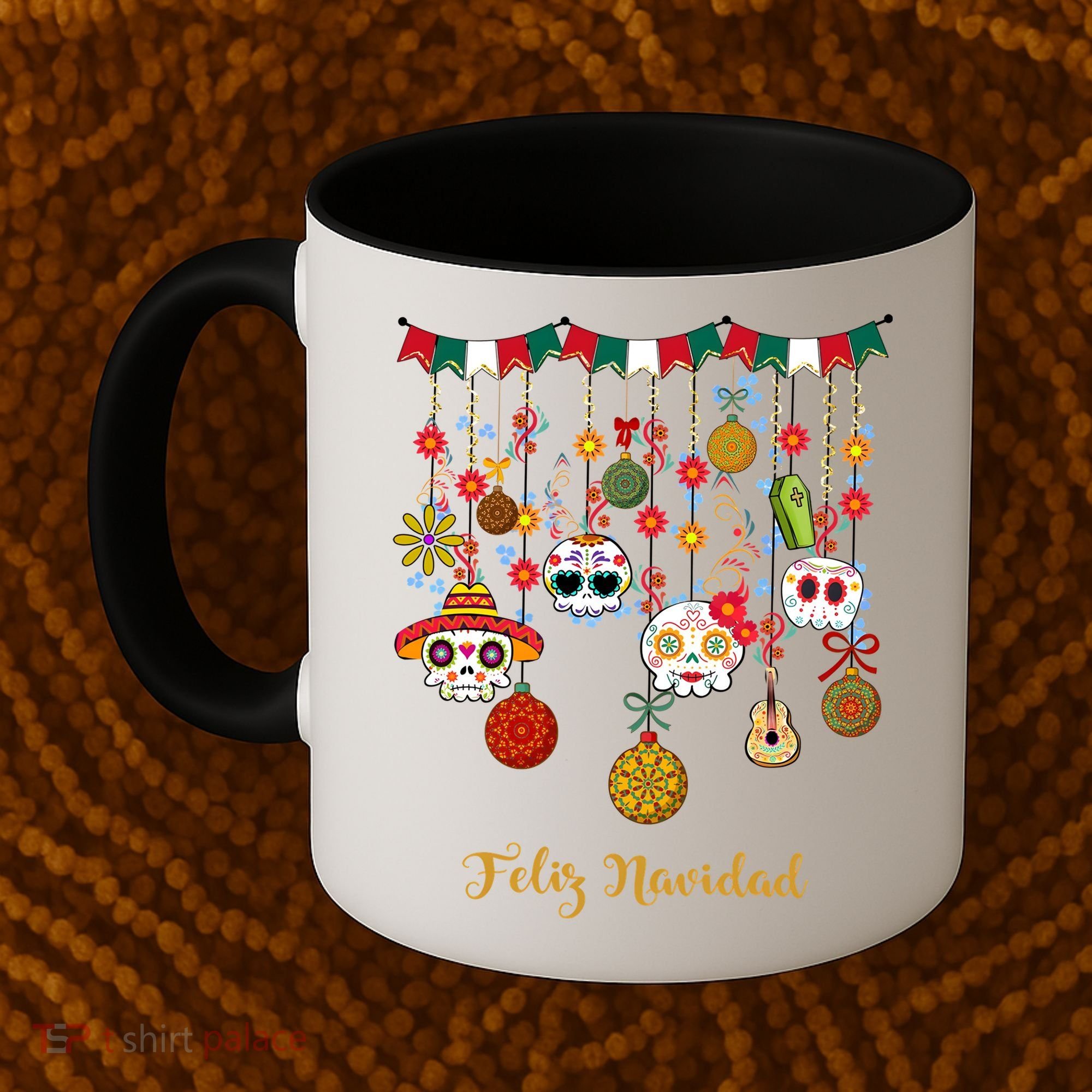 Sugar Skull Feliz Navidad Spanish Christmas Coffee Mug