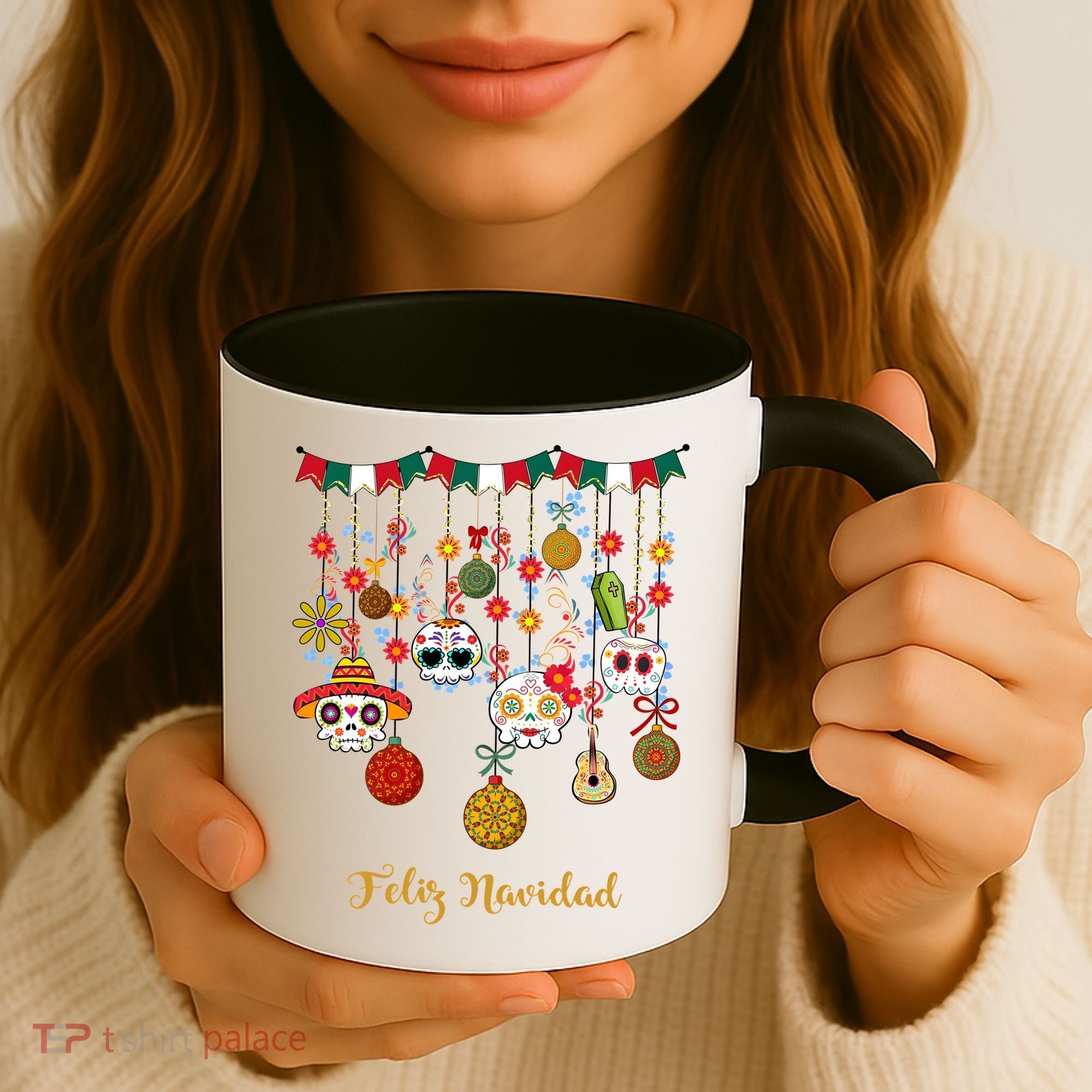 Sugar Skull Feliz Navidad Spanish Christmas Coffee Mug