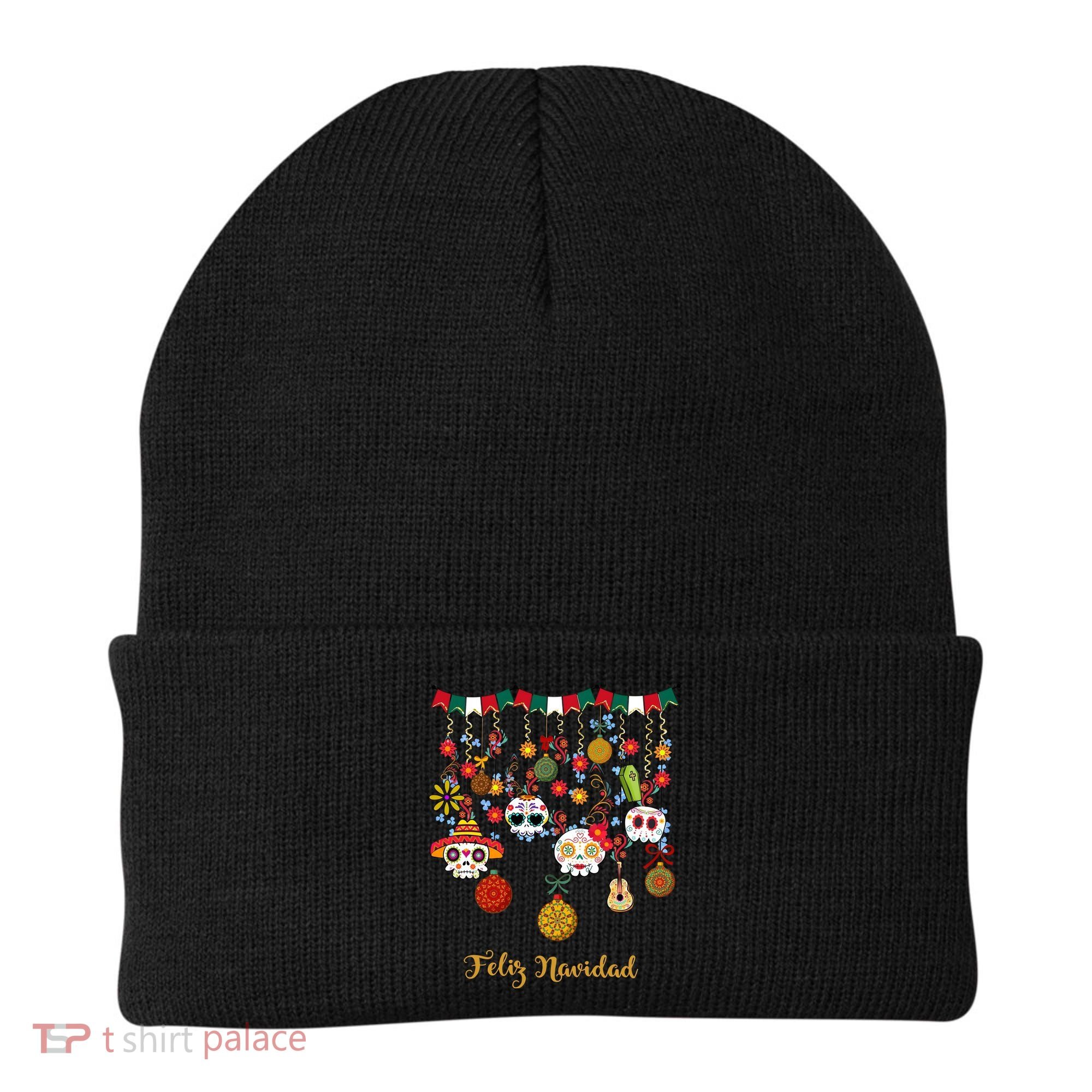 Sugar Skull Feliz Navidad Spanish Christmas Beanie