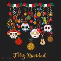 Sugar Skull Feliz Navidad Spanish Christmas Golf Towel thumb 3