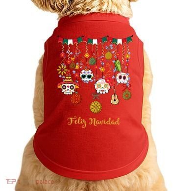 Sugar Skull Feliz Navidad Spanish Christmas Doggie Tank