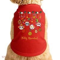 Sugar Skull Feliz Navidad Spanish Christmas Doggie Tank thumb 0