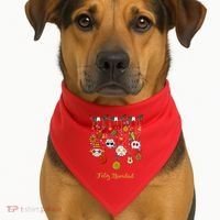 Sugar Skull Feliz Navidad Spanish Christmas USA-Made Doggie Bandana thumb 1