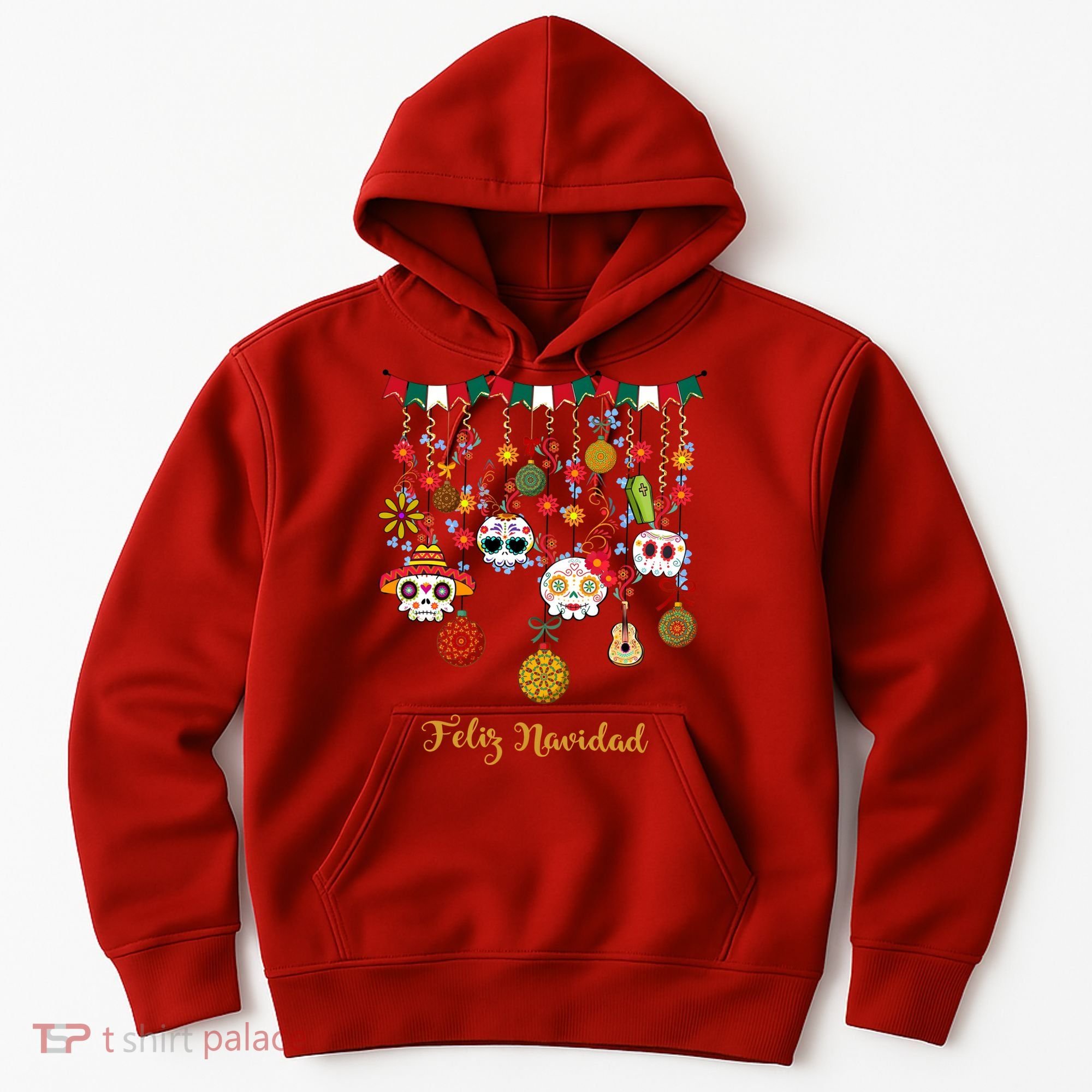 Sugar Skull Feliz Navidad Spanish Christmas Hoodie