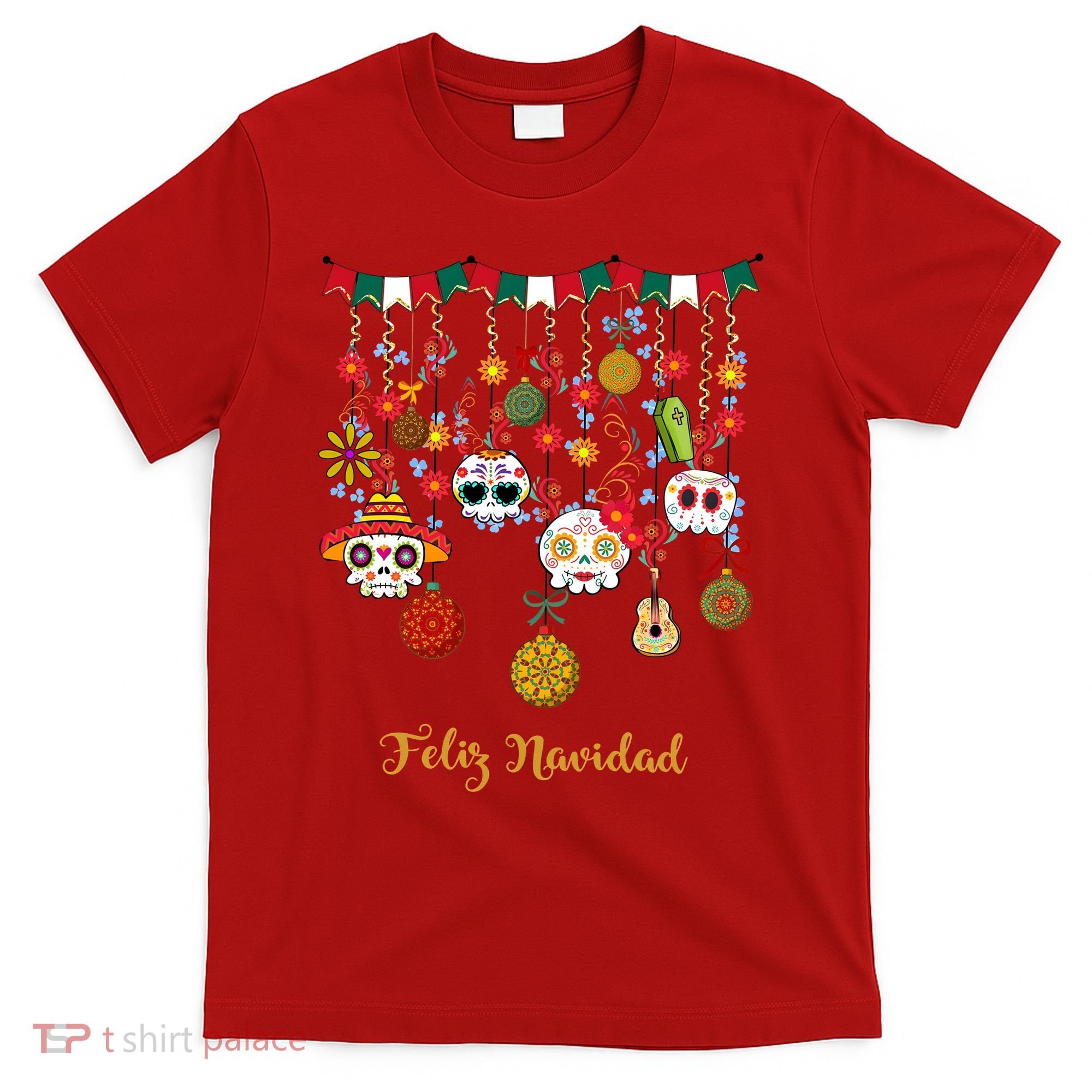 Sugar Skull Feliz Navidad Spanish Christmas T-Shirt