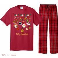 Sugar Skull Feliz Navidad Spanish Christmas Pajama Set thumb 0