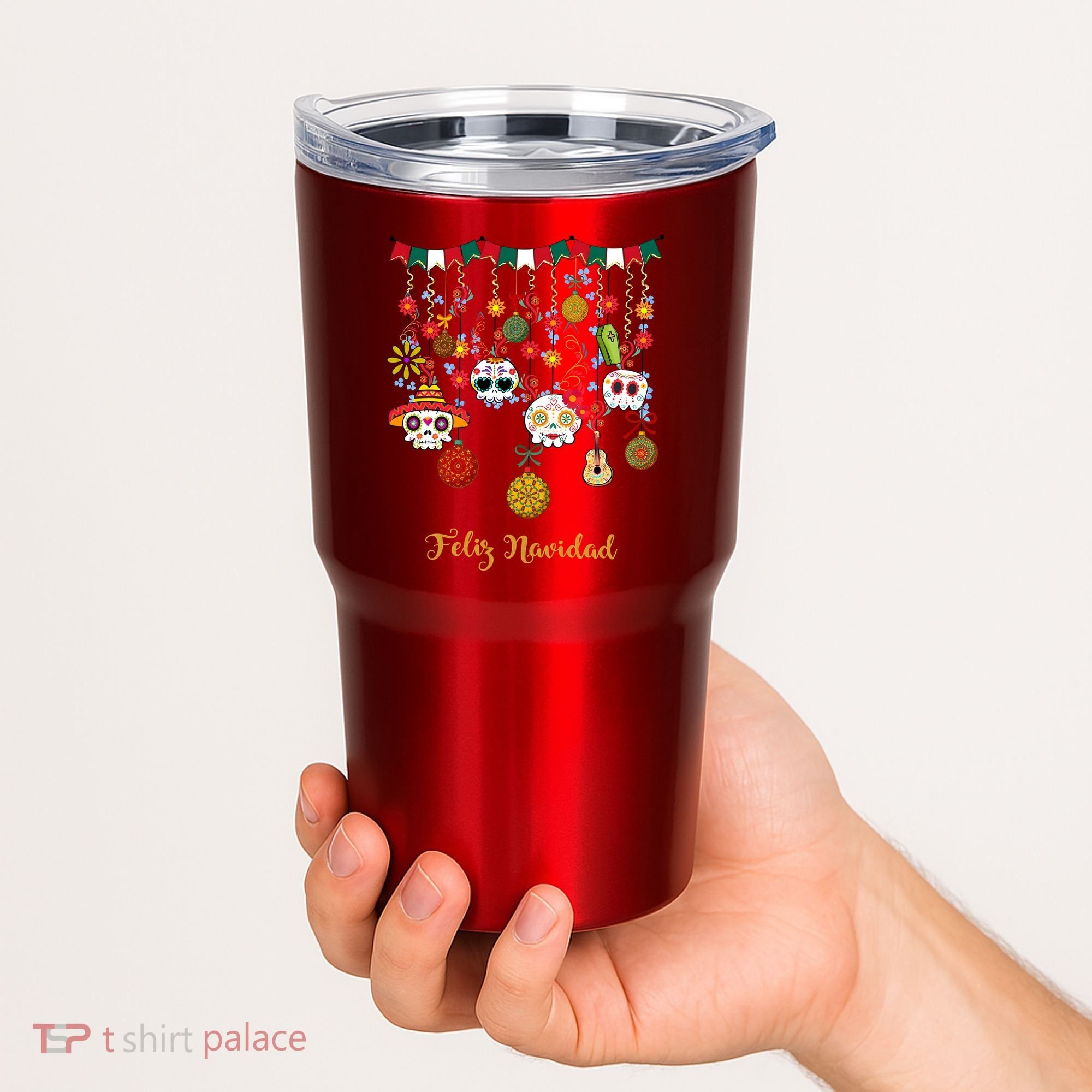 Sugar Skull Feliz Navidad Spanish Christmas Tumbler