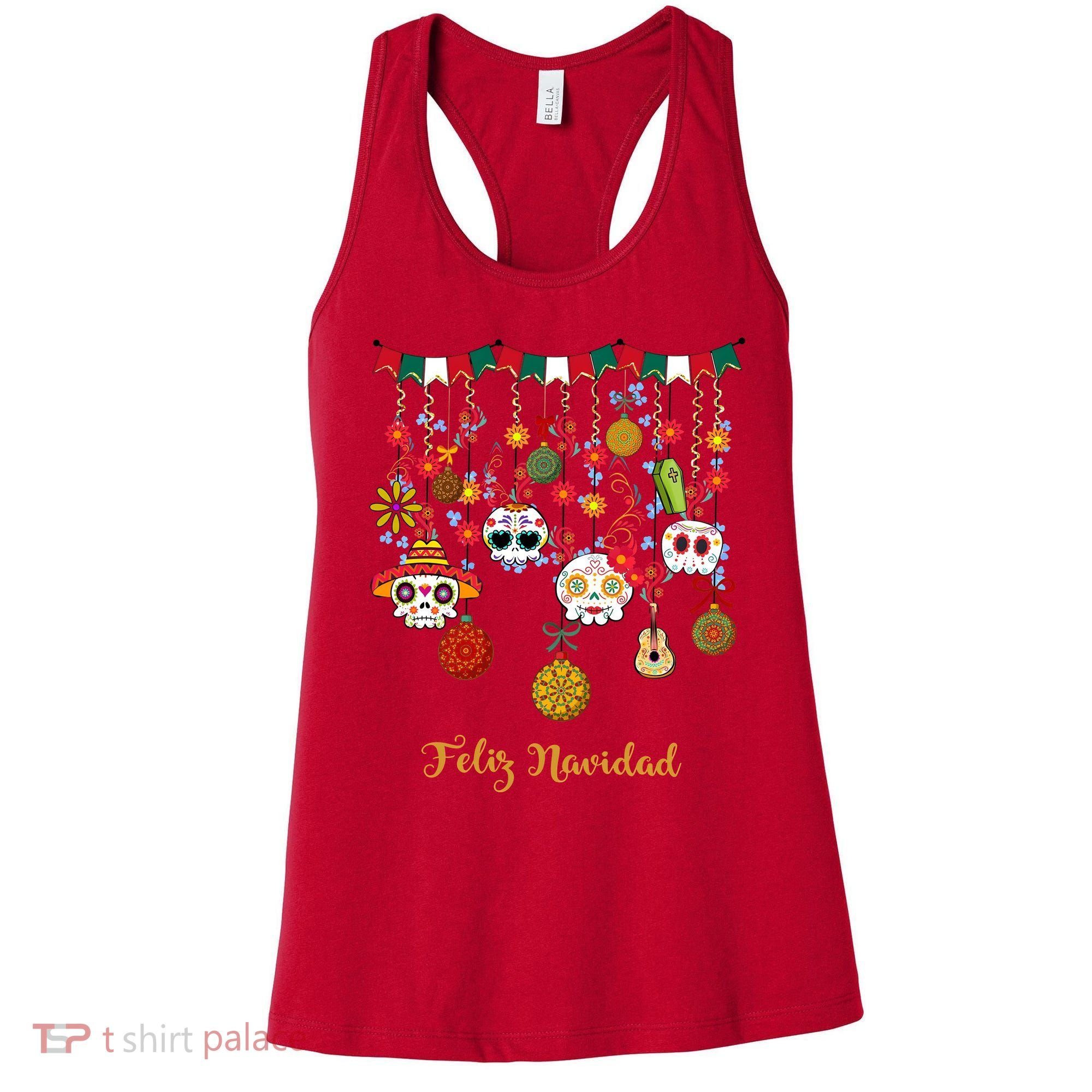 Sugar Skull Feliz Navidad Spanish Christmas Women's Tank Top