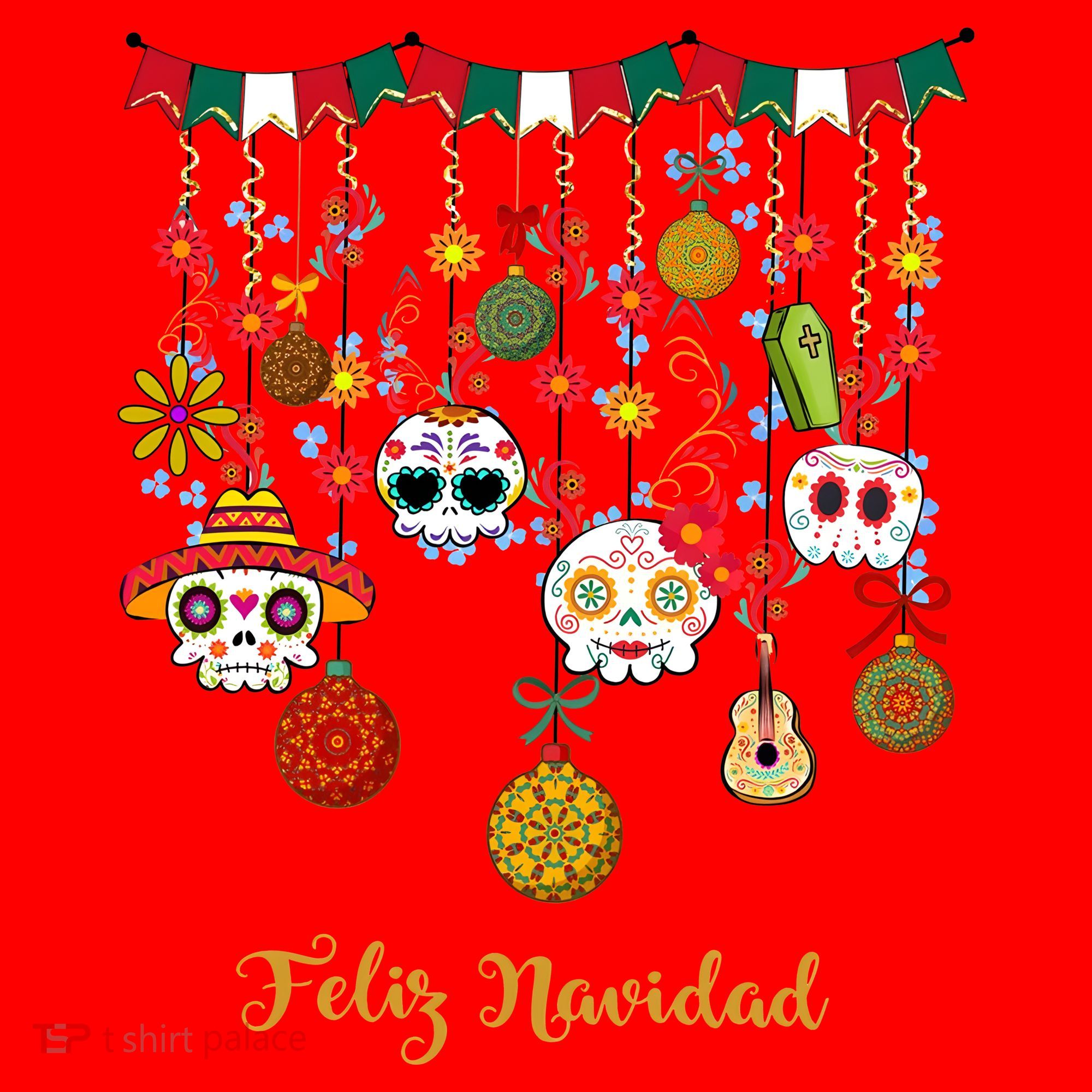 Sugar Skull Feliz Navidad Spanish Christmas Hat