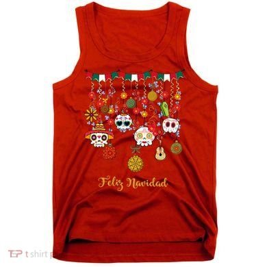 Sugar Skull Feliz Navidad Spanish Christmas Tank Top