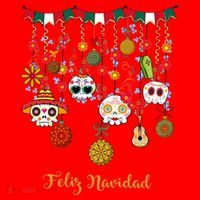 Sugar Skull Feliz Navidad Spanish Christmas Tank Top thumb 6