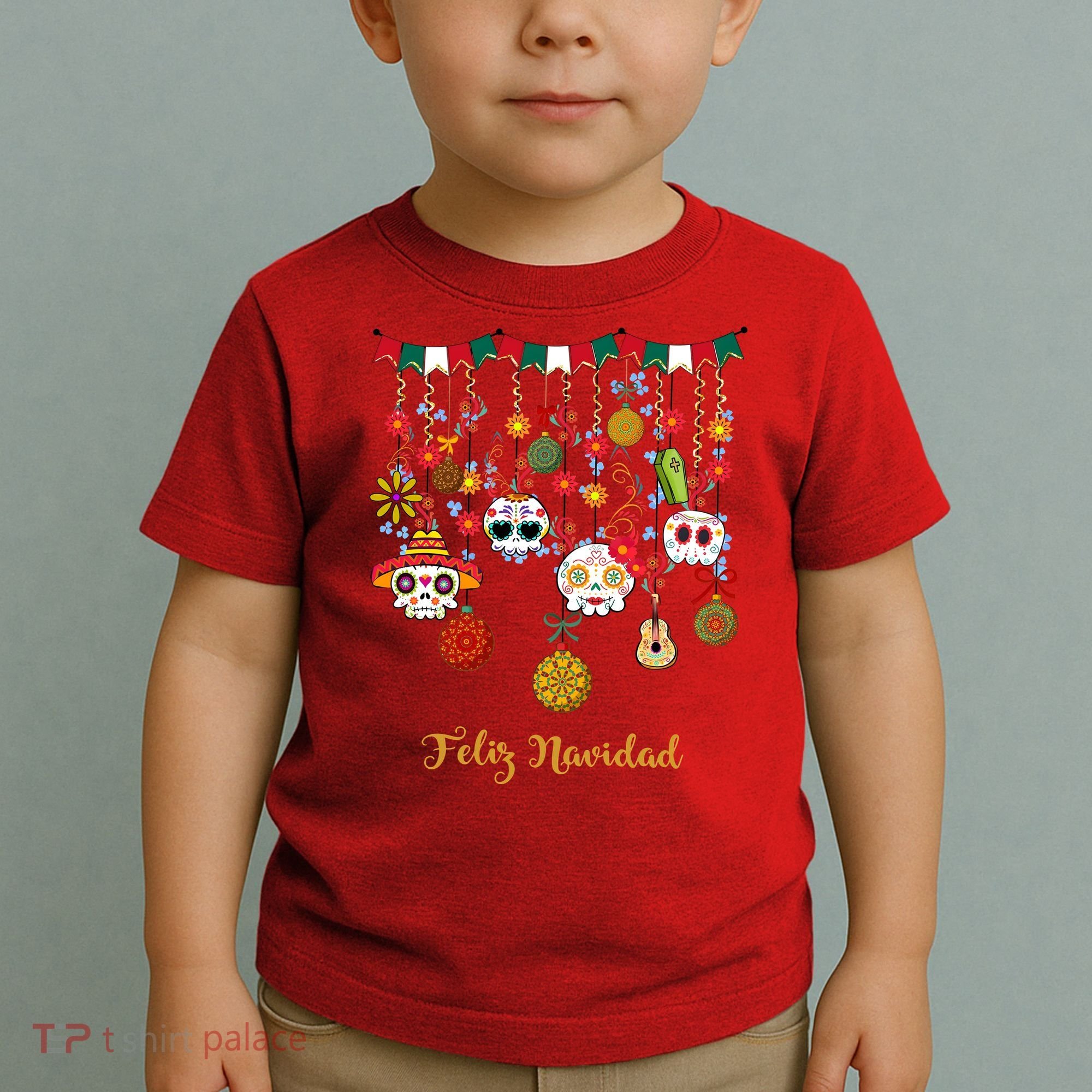 Sugar Skull Feliz Navidad Spanish Christmas Toddler T-Shirt