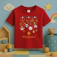 Sugar Skull Feliz Navidad Spanish Christmas Toddler T-Shirt thumb 3