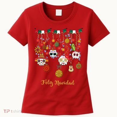 Sugar Skull Feliz Navidad Spanish Christmas Women's T-Shirt