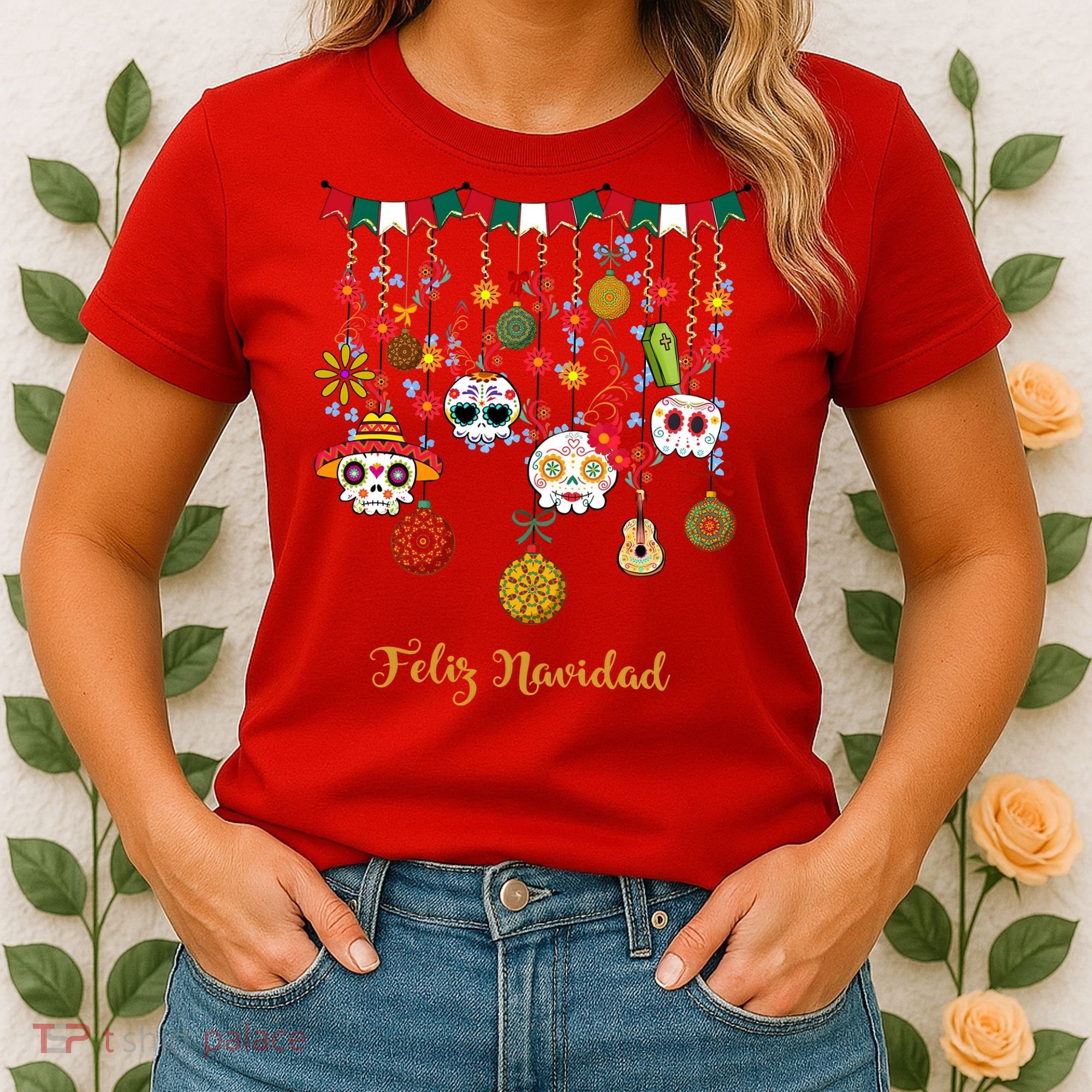 Sugar Skull Feliz Navidad Spanish Christmas Women's T-Shirt