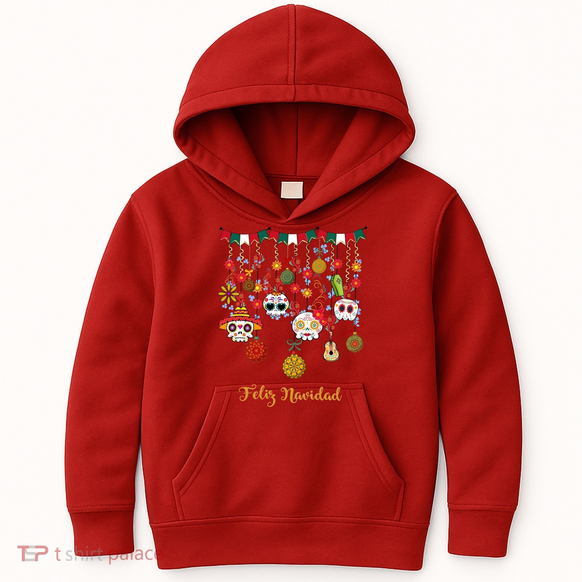 Sugar Skull Feliz Navidad Spanish Christmas Kids Hoodie