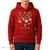 Sugar Skull Feliz Navidad Spanish Christmas Kids Hoodie thumb 4