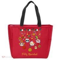 Sugar Skull Feliz Navidad Spanish Christmas Tote Bag thumb 0
