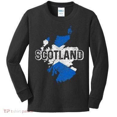 Scotland Scottish Flag Map Pride Kids Long Sleeve Shirt