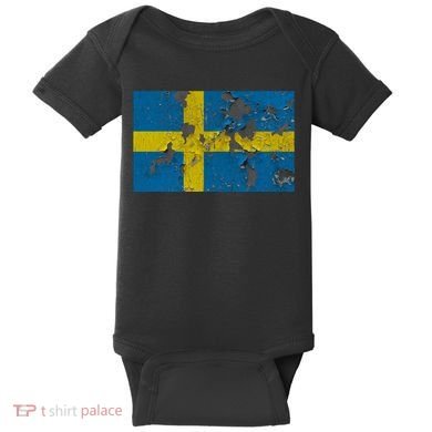 Sweden Stone Flag Baby Bodysuit
