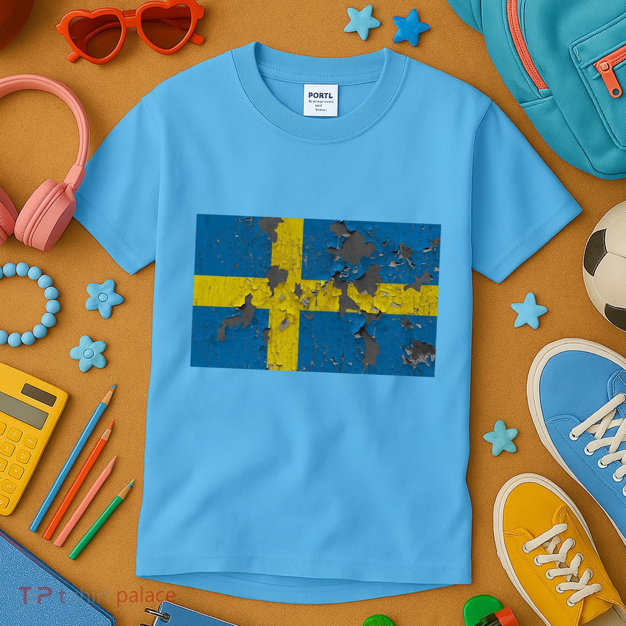 Sweden Stone Flag Kids T-Shirt