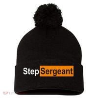 Step Sergeant Funny Military Pom Pom 12in Knit Beanie thumb 0