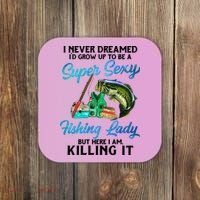 Super Sexy Fishing Lady Fish Lover Coaster thumb 0