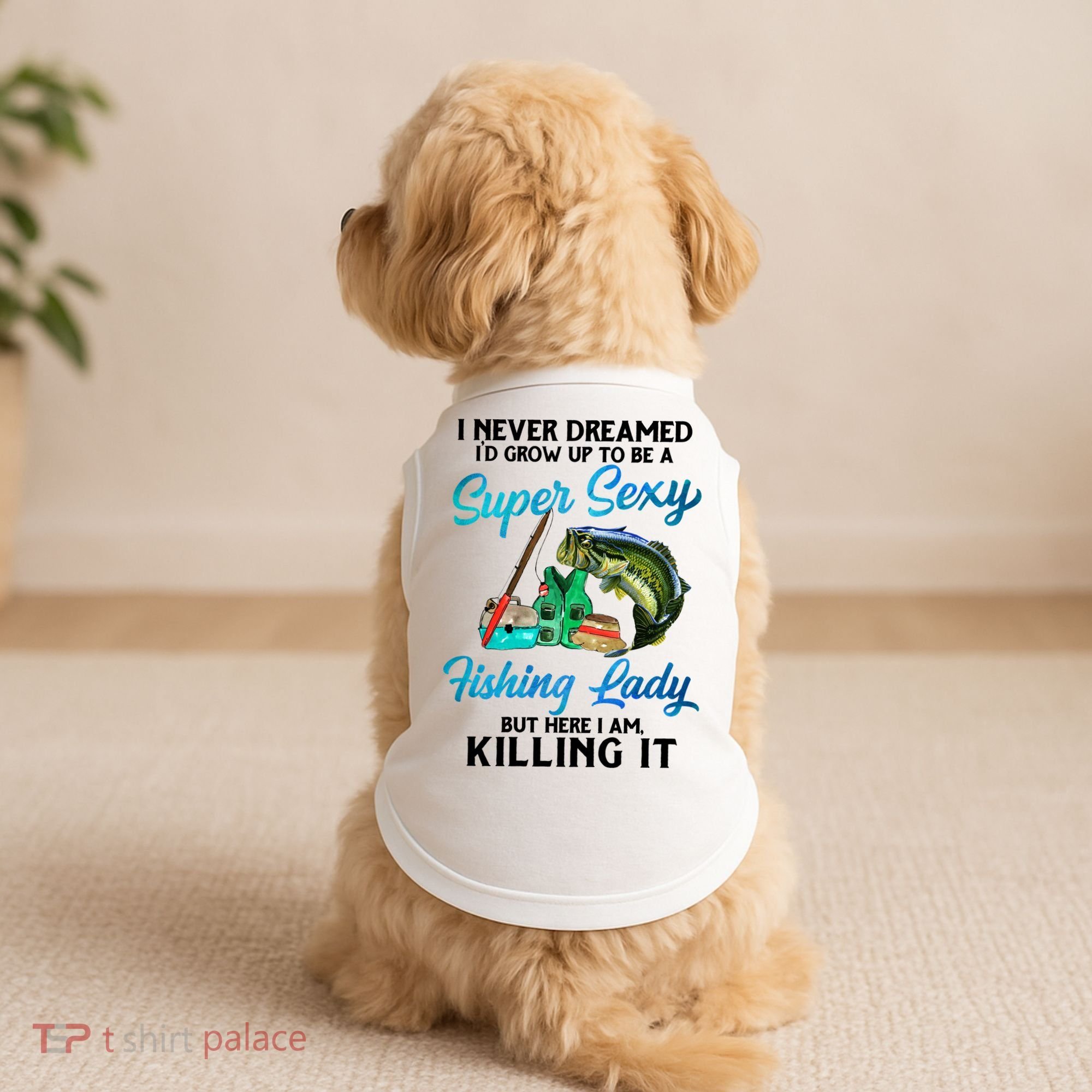 Super Sexy Fishing Lady Fish Lover Doggie Tank