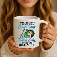Super Sexy Fishing Lady Fish Lover Coffee Mug thumb 3