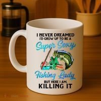 Super Sexy Fishing Lady Fish Lover Coffee Mug thumb 4