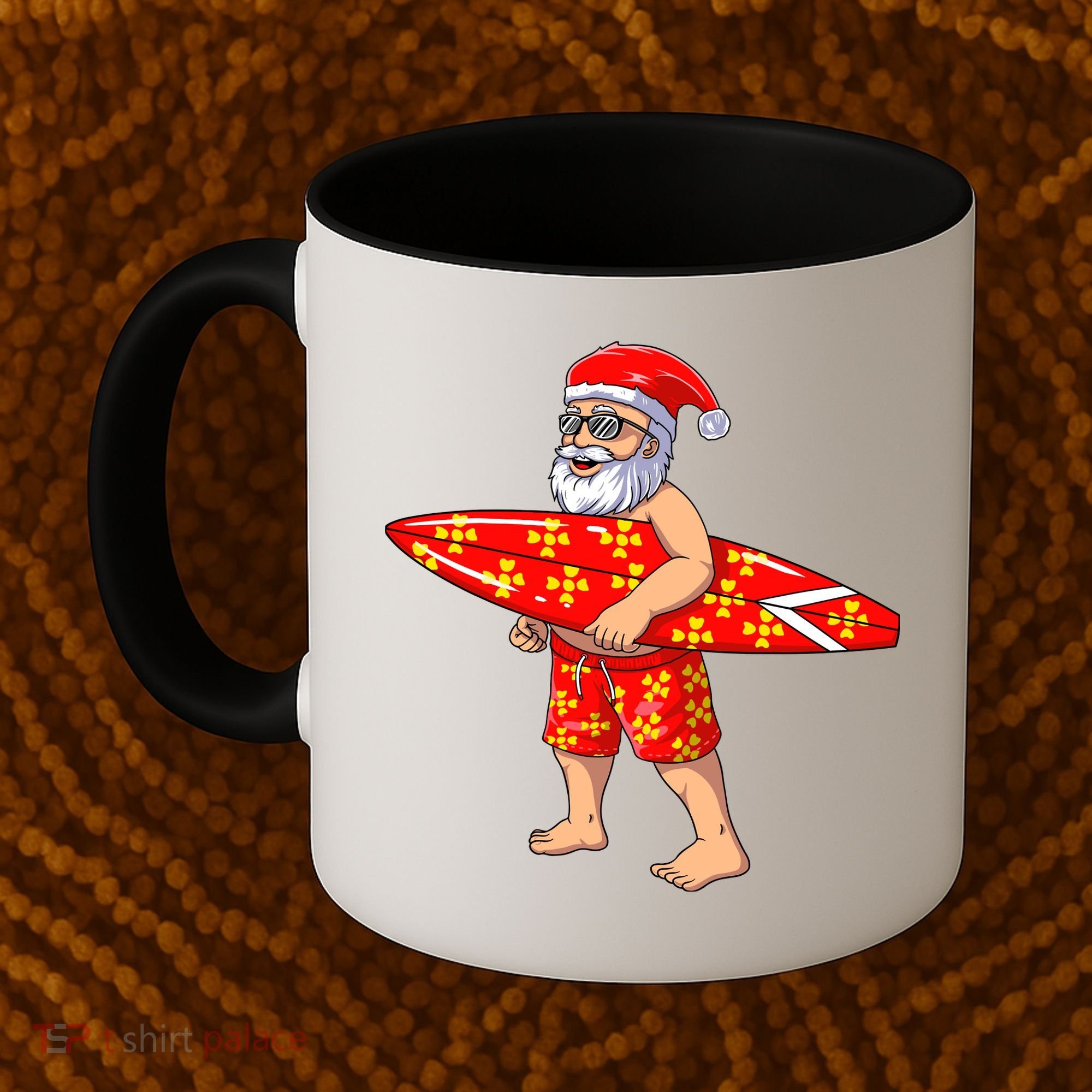Surfing Santa For Hawaiian Surf Christmas Coffee Mug