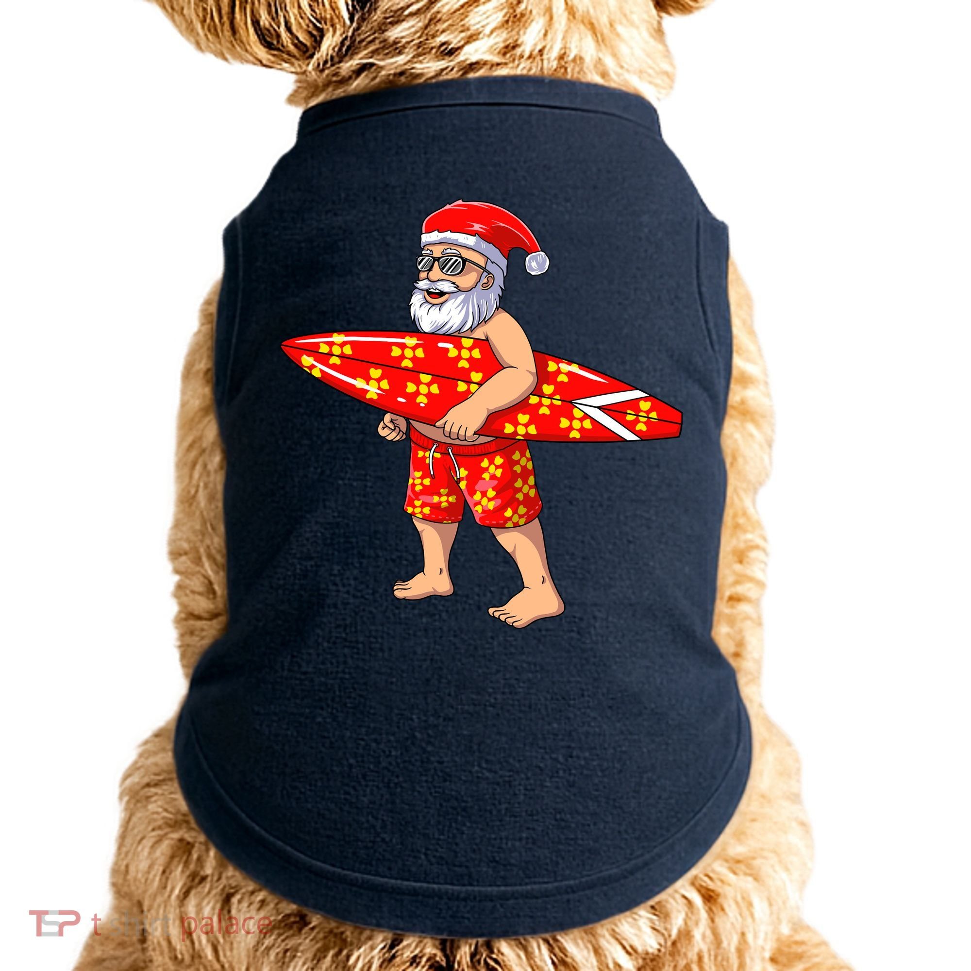 Surfing Santa For Hawaiian Surf Christmas Doggie Tank