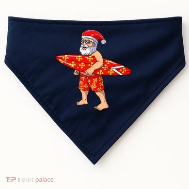 Surfing Santa For Hawaiian Surf Christmas USA-Made Doggie Bandana