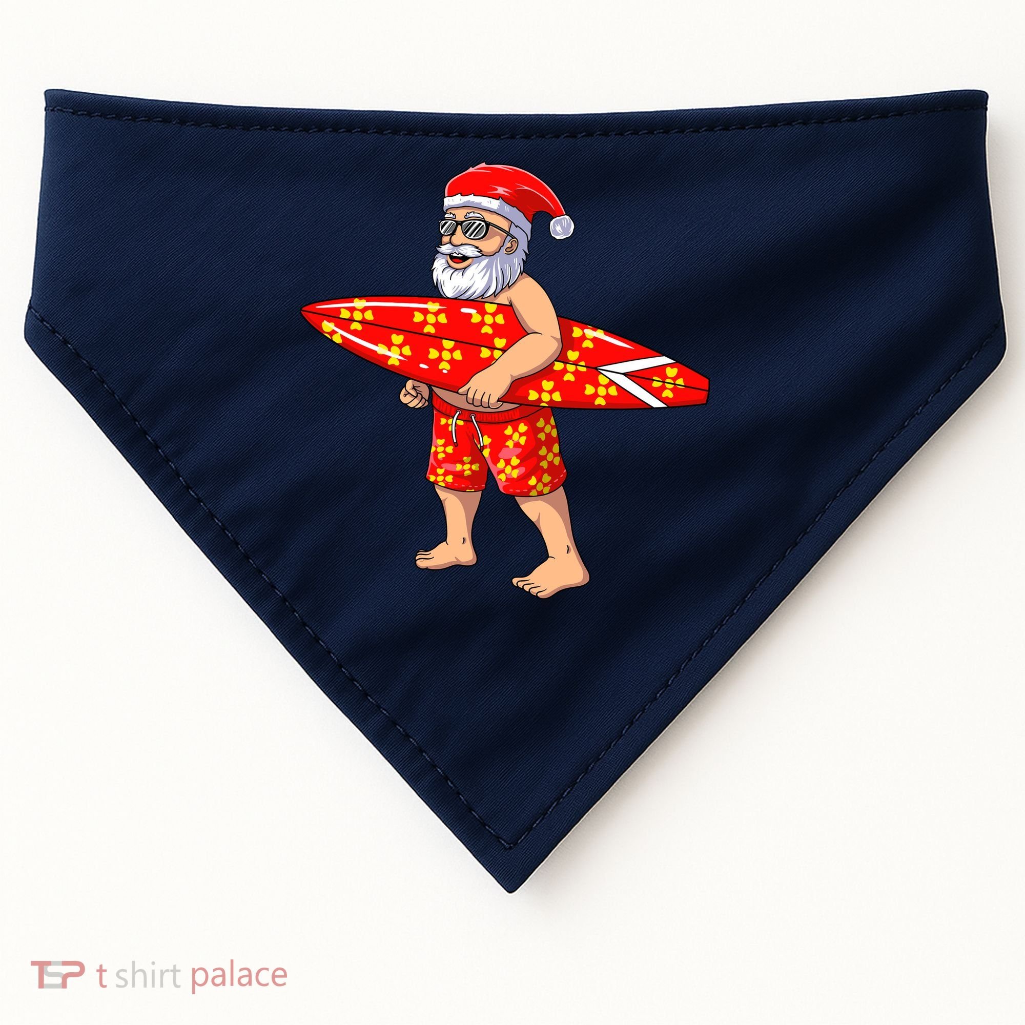 Surfing Santa For Hawaiian Surf Christmas USA-Made Doggie Bandana