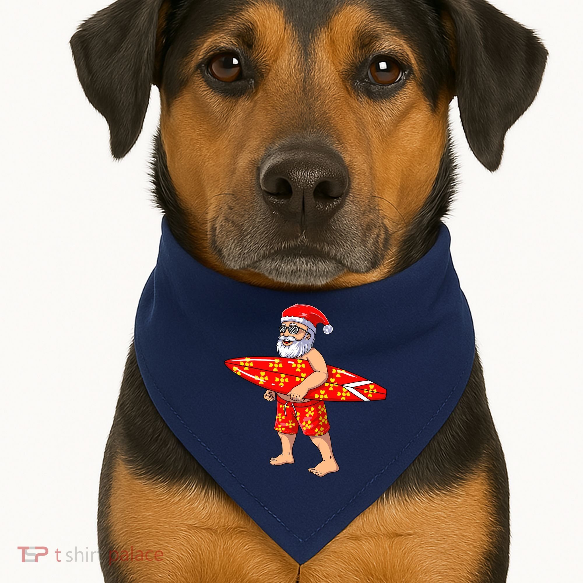 Surfing Santa For Hawaiian Surf Christmas USA-Made Doggie Bandana