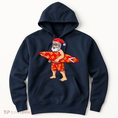 Surfing Santa For Hawaiian Surf Christmas Hoodie