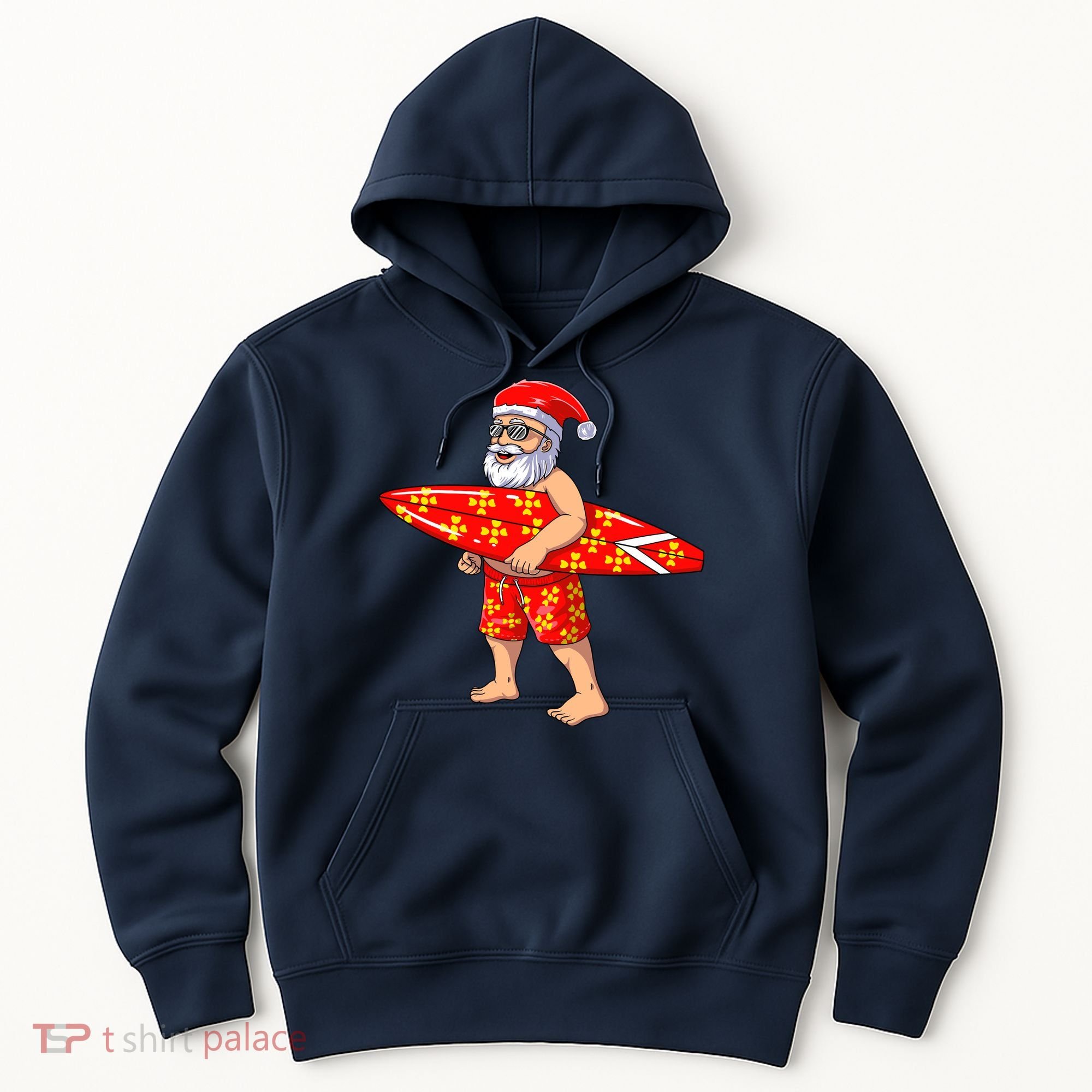 Surfing Santa For Hawaiian Surf Christmas Hoodie