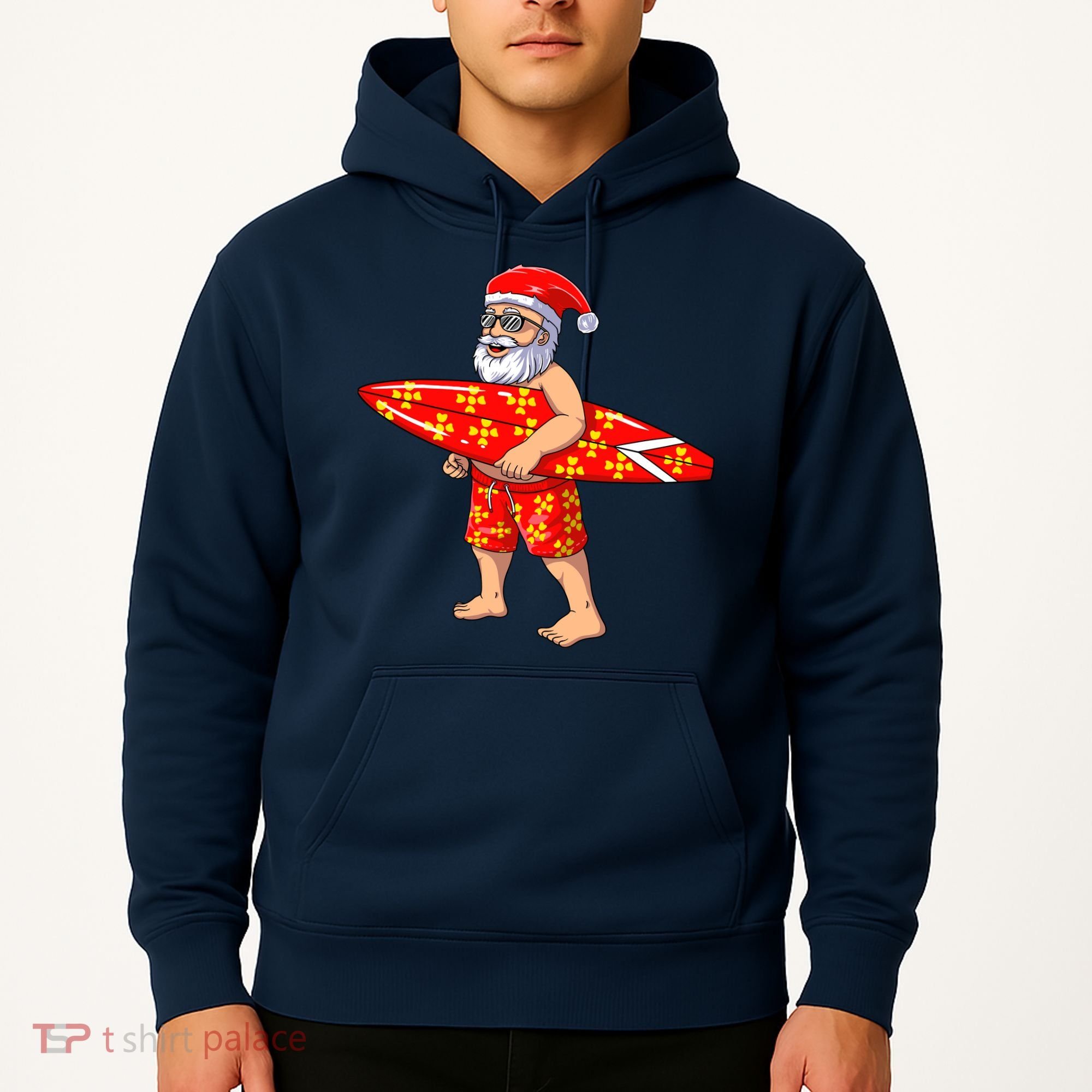 Surfing Santa For Hawaiian Surf Christmas Hoodie
