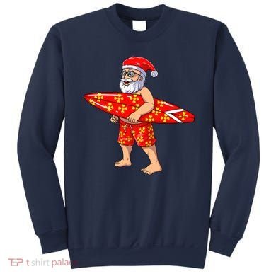 Surfing Santa For Hawaiian Surf Christmas Sweatshirt