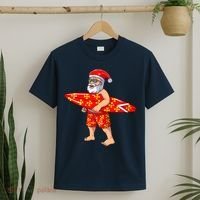 Surfing Santa For Hawaiian Surf Christmas T-Shirt thumb 2