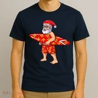 Surfing Santa For Hawaiian Surf Christmas T-Shirt thumb 3