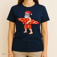 Surfing Santa For Hawaiian Surf Christmas T-Shirt thumb 4