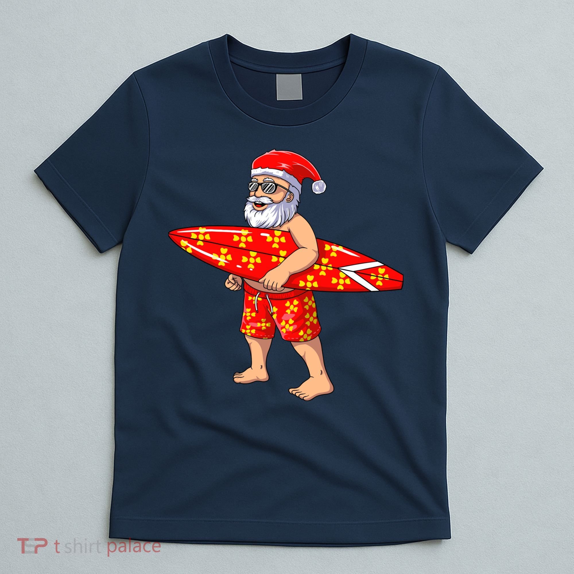 Surfing Santa For Hawaiian Surf Christmas T-Shirt