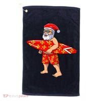 Surfing Santa For Hawaiian Surf Christmas Golf Towel thumb 0