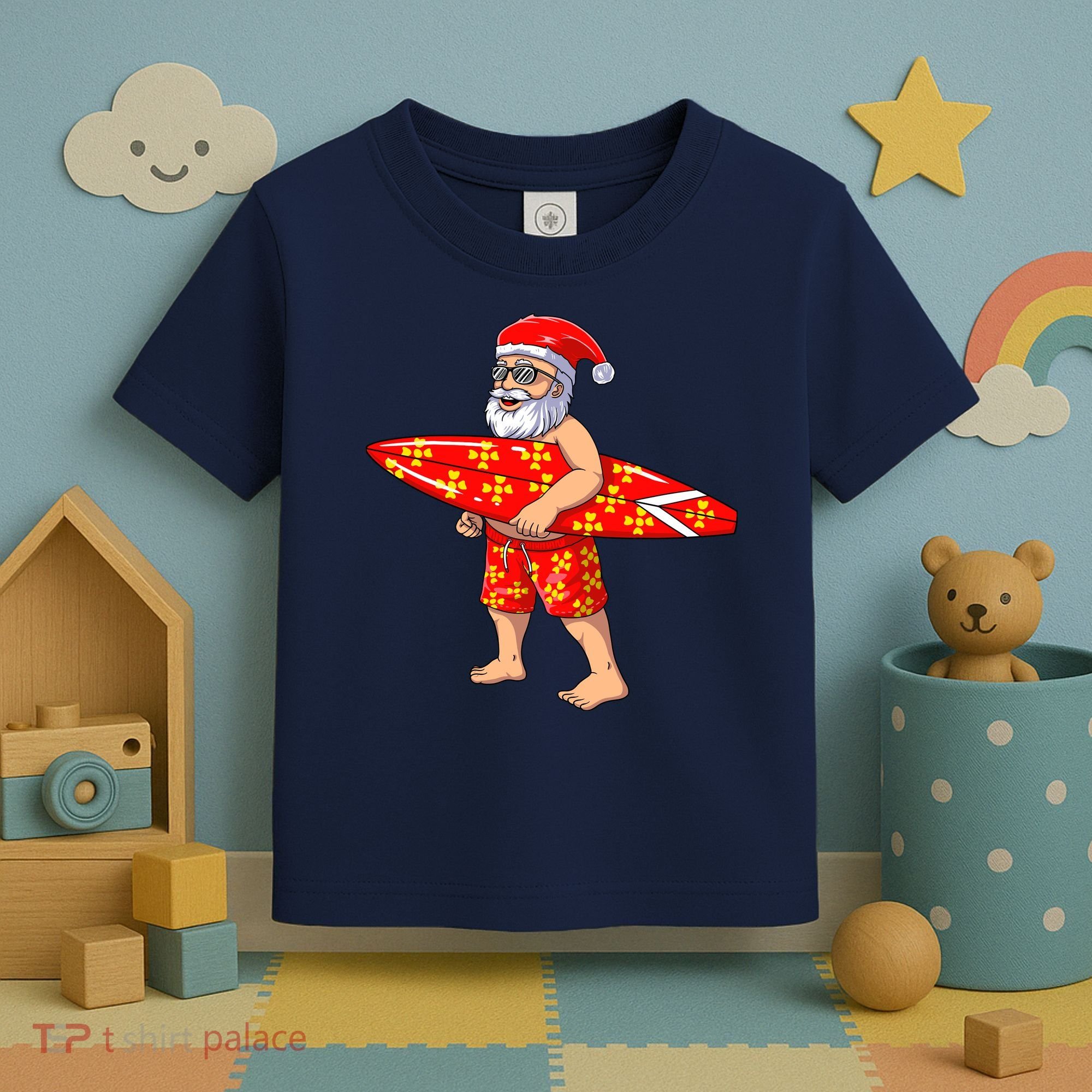Surfing Santa For Hawaiian Surf Christmas Toddler T-Shirt