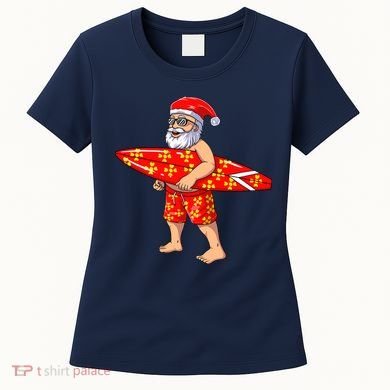 Surfing Santa For Hawaiian Surf Christmas Women's T-Shirt