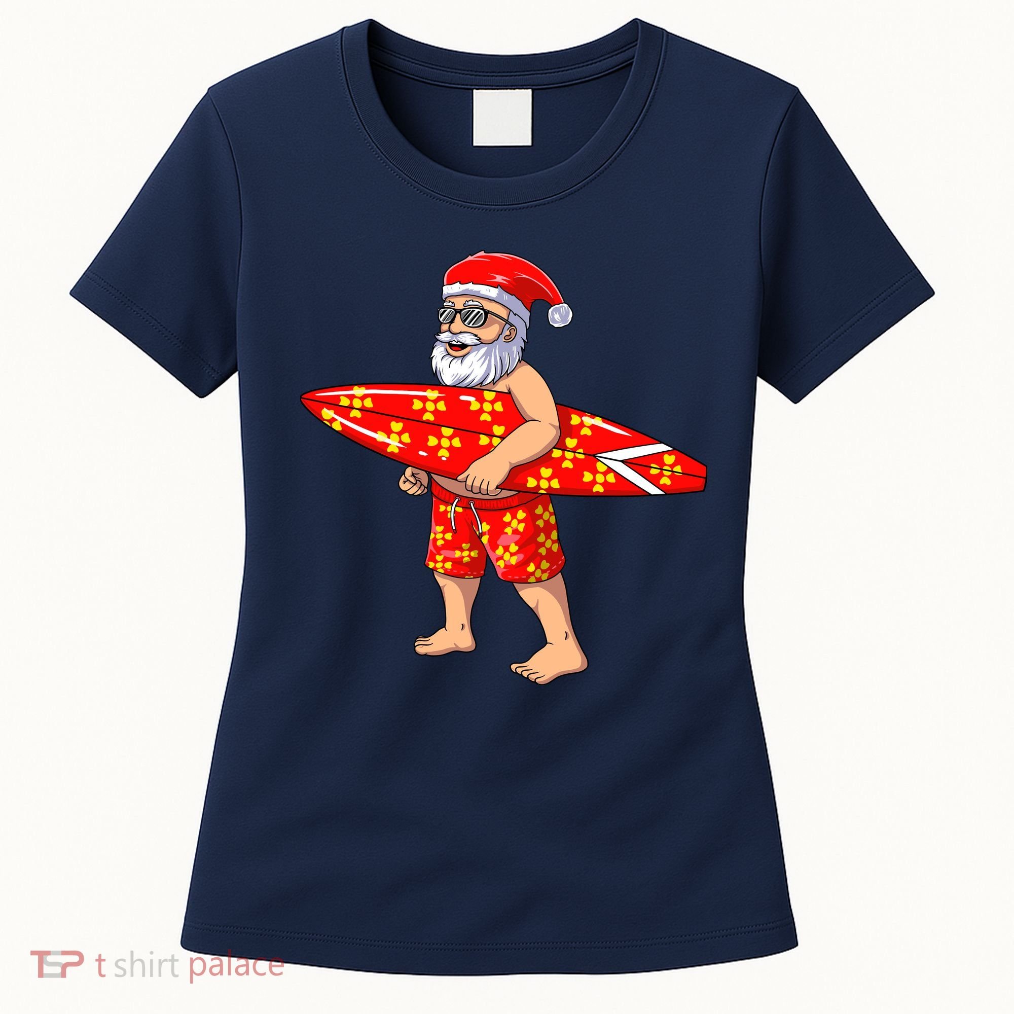 Surfing Santa For Hawaiian Surf Christmas Women's T-Shirt