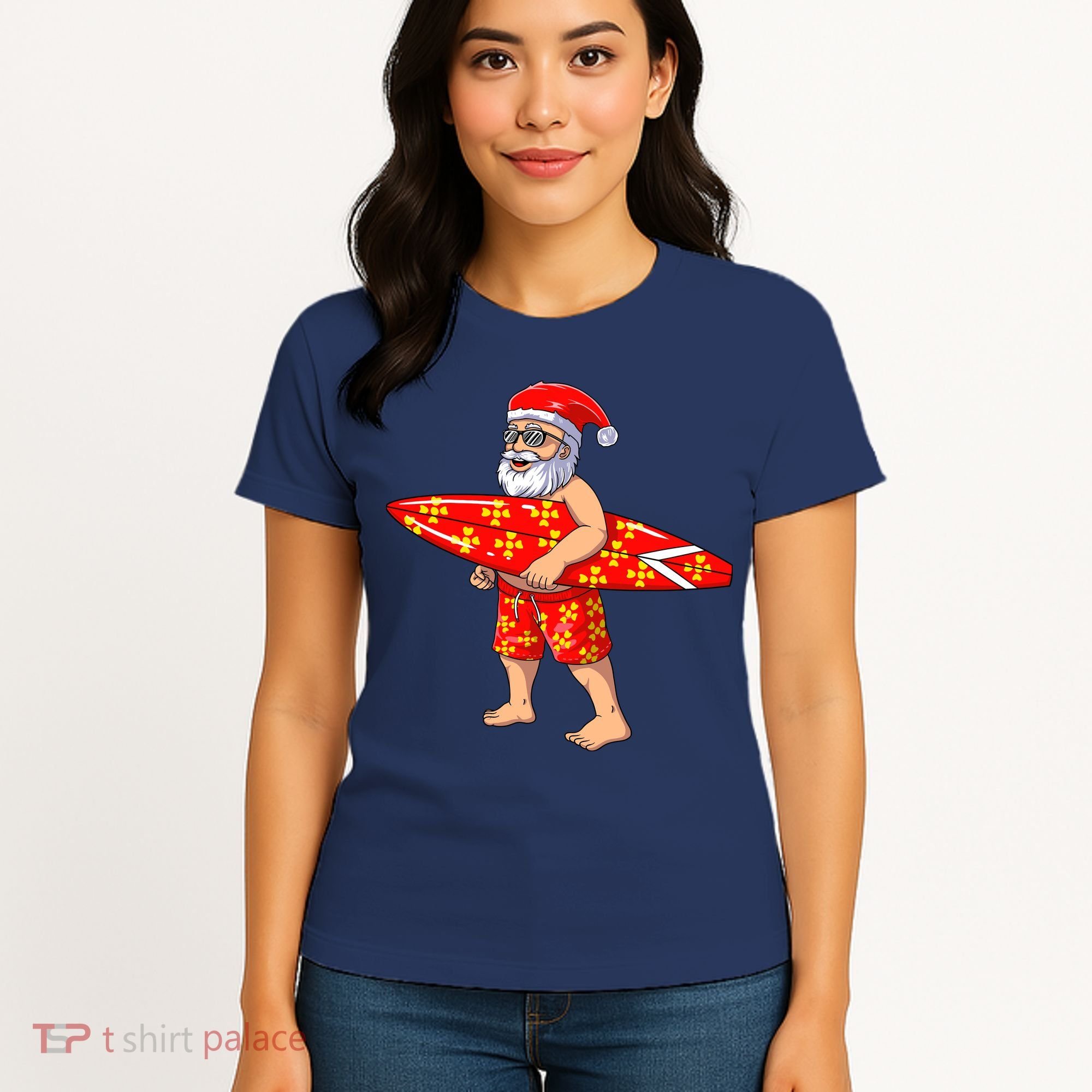 Surfing Santa For Hawaiian Surf Christmas Women's T-Shirt