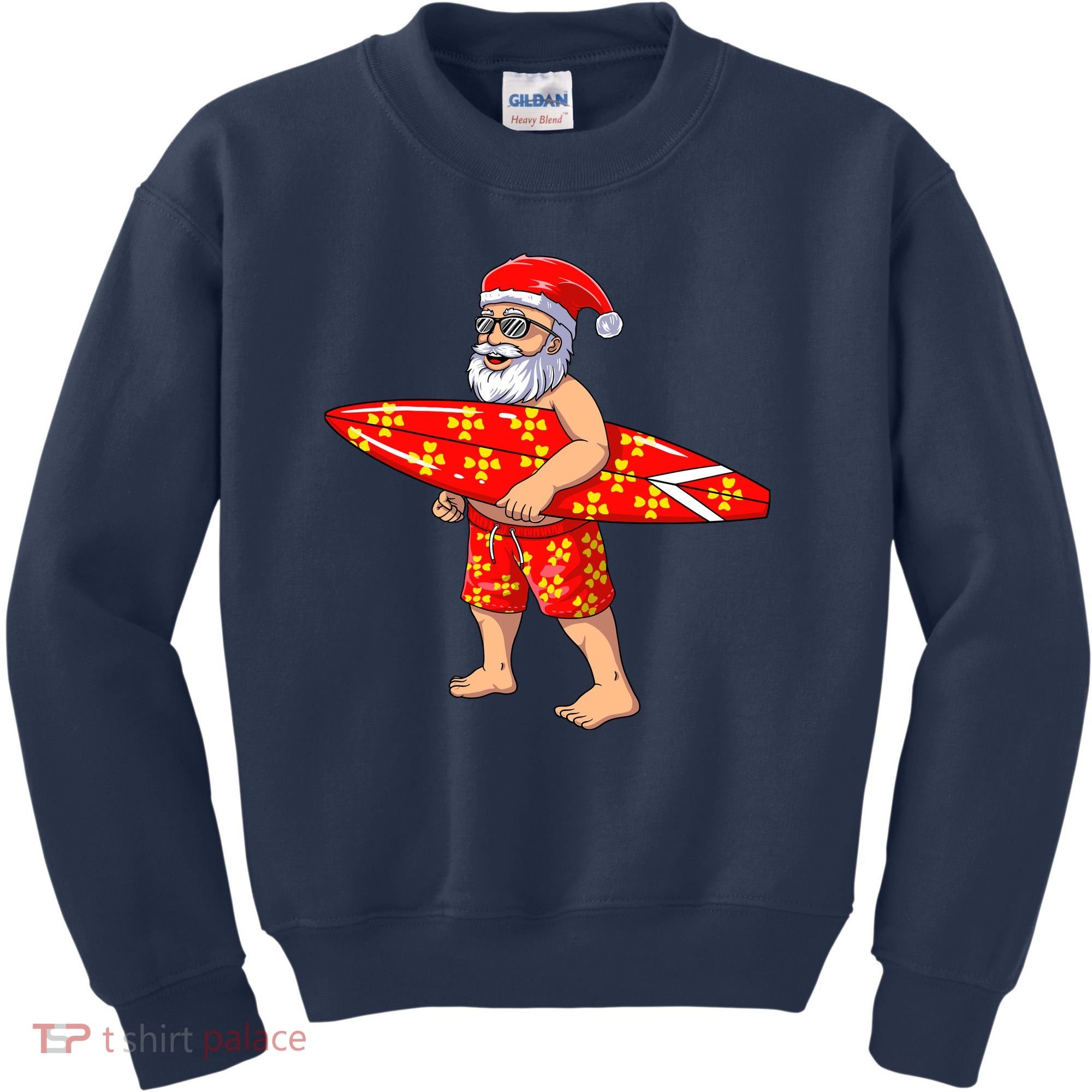 Surfing Santa For Hawaiian Surf Christmas Kids Sweatshirt