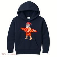 Surfing Santa For Hawaiian Surf Christmas Kids Hoodie thumb 0